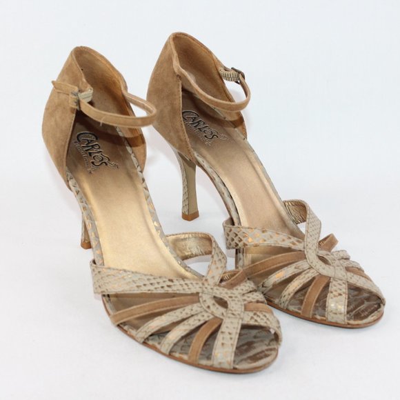 Carlos Santana Brown Strappy Open Toe Stiletto Heel Sandals #135 - Picture 2 of 10